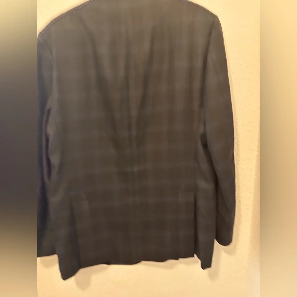 Tallia 2-Button Side Vent Wool Silk Plaid Suit Men's 44 L